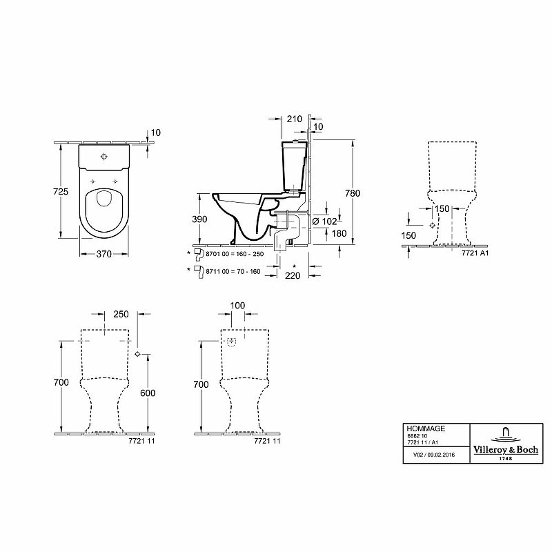 Унитаз-компакт Villeroy&Boch Hommage 666210R1 без бачка и сиденья