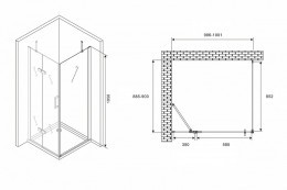 Душевой уголок Abber Zart 100x90 AG08100-S91 профиль Хром стекло прозрачное
