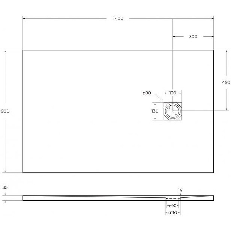 Душевой поддон из искусственного камня BelBagno Uno 140x90 TRAY-MR-UNO-AH-140/90-35-W-CR