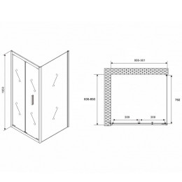 Душевой уголок Abber Sonnenstrand 90х85 AG07090B-S85B профиль Черный стекло прозрачное