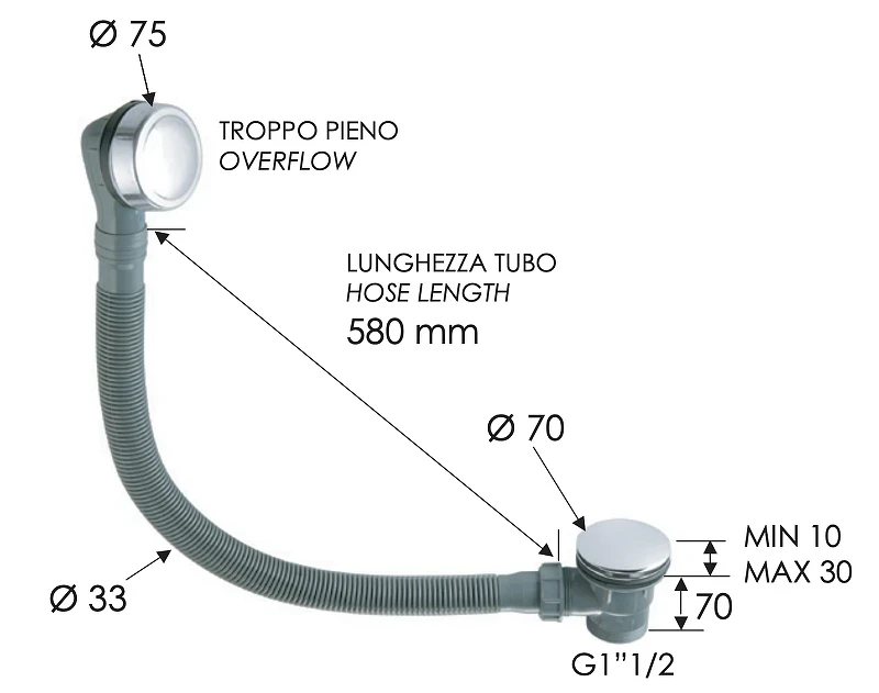 Слив-перелив Remer 96PCCBG click-clack цвет Золото брашированное