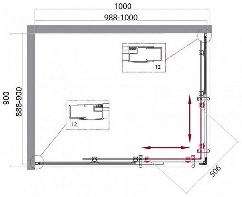 Душевой уголок BelBagno Uno 100х90 UNO-195-AH-2-100/90-P-Cr