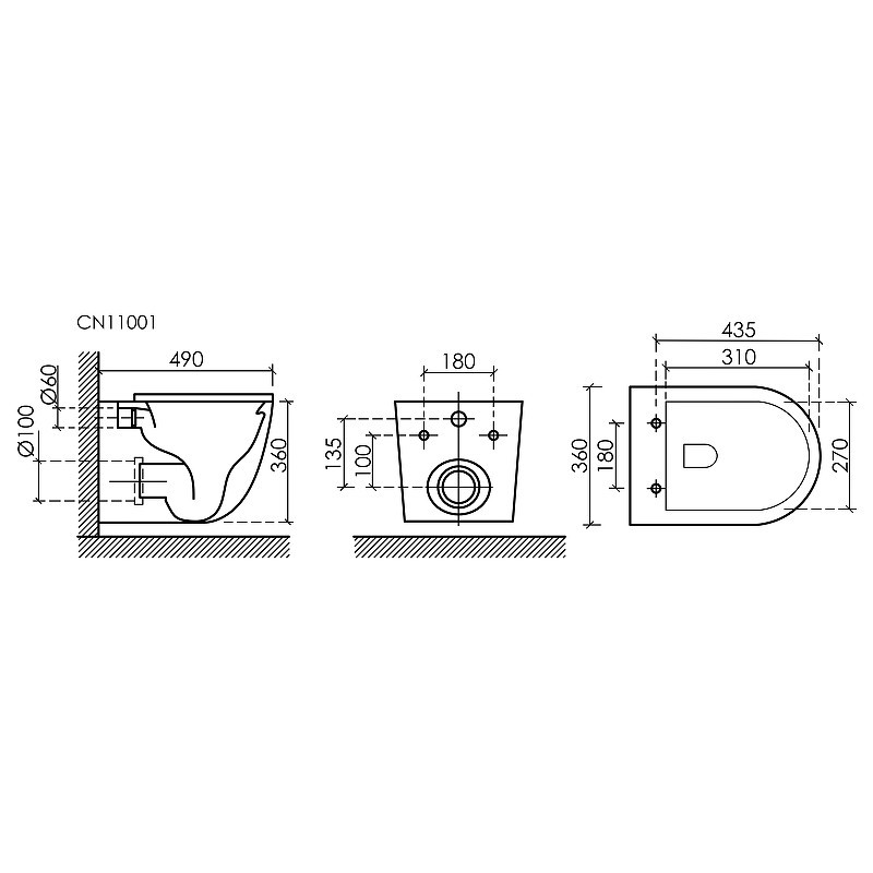Унитаз Ceramicanova Uno Rimless CN11001MB подвесной Черный матовый с сиденьем Микролифт