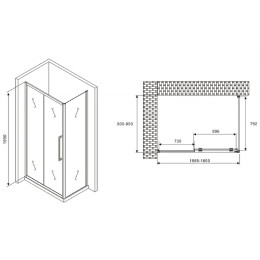 Душевой уголок Abber Schwarzer Diamant 160x85 AG30160MH-S85M профиль Хром стекло матовое