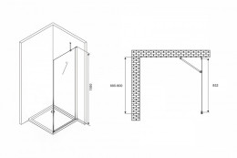 Душевая стенка Abber Zart 90x195 S91 профиль Хром стекло прозрачное