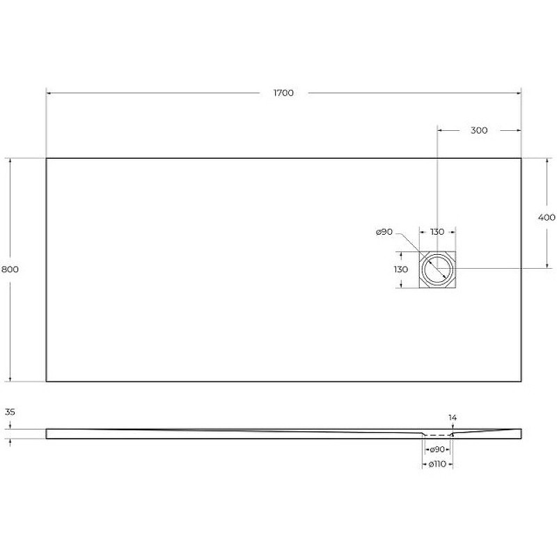 Душевой поддон из искусственного камня BelBagno Uno 170x80 TRAY-MR-UNO-AH-170/80-35-W-CR