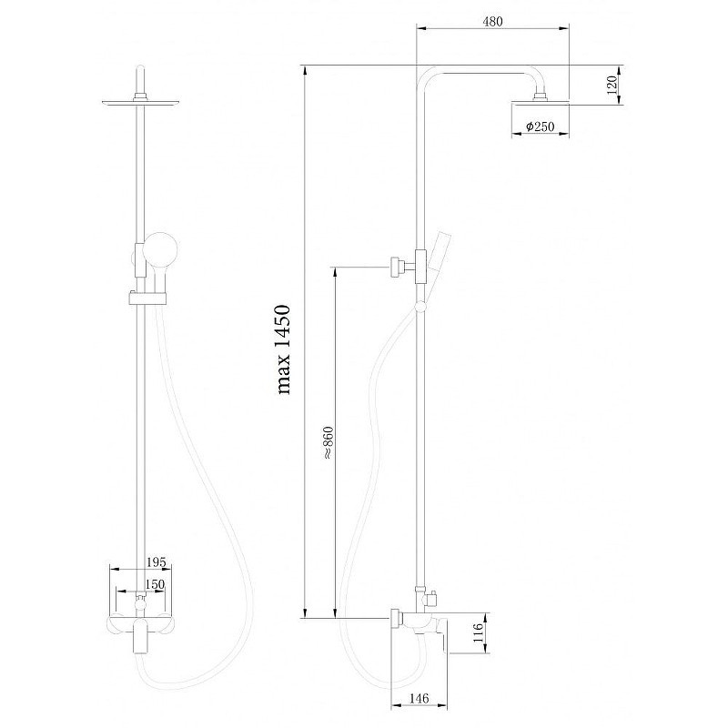 Душевая система Abber Weiss Insel AF8020L цвет Хром