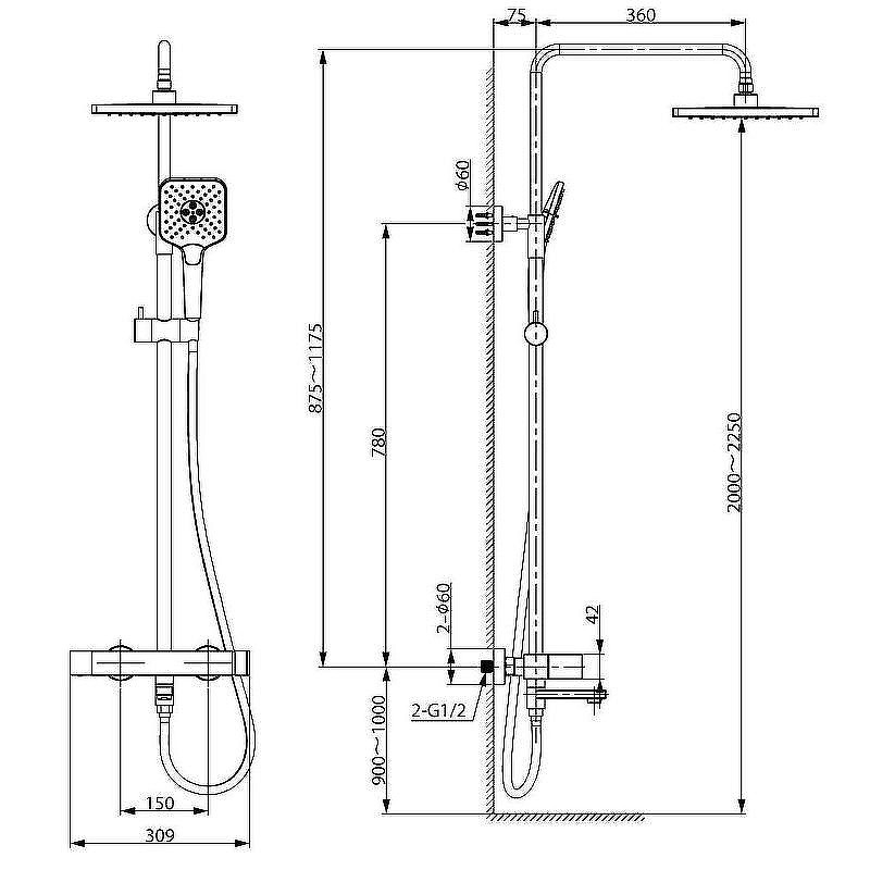 Душевая система Vincea Cube VSFS-1C1GM