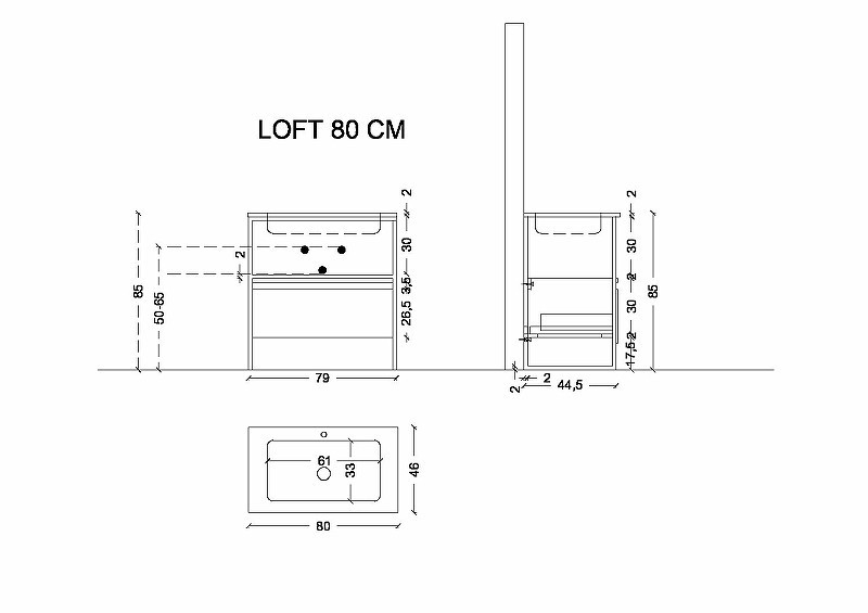 Тумба Boheme Armadi Art Loft 80 894-080-W подвесная