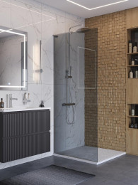 Душевая перегородка BelBagno Uno 90 UNO-L-1-TB-90-GR-Cr