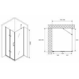Душевой уголок Abber Zart 80x90 AG08080P-S91 профиль Хром стекло прозрачное