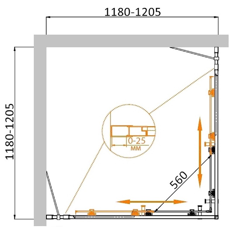 Душевой уголок Cezares Molveno 120x120 MOLVENO-A-22-100+20-C-BORO-IV