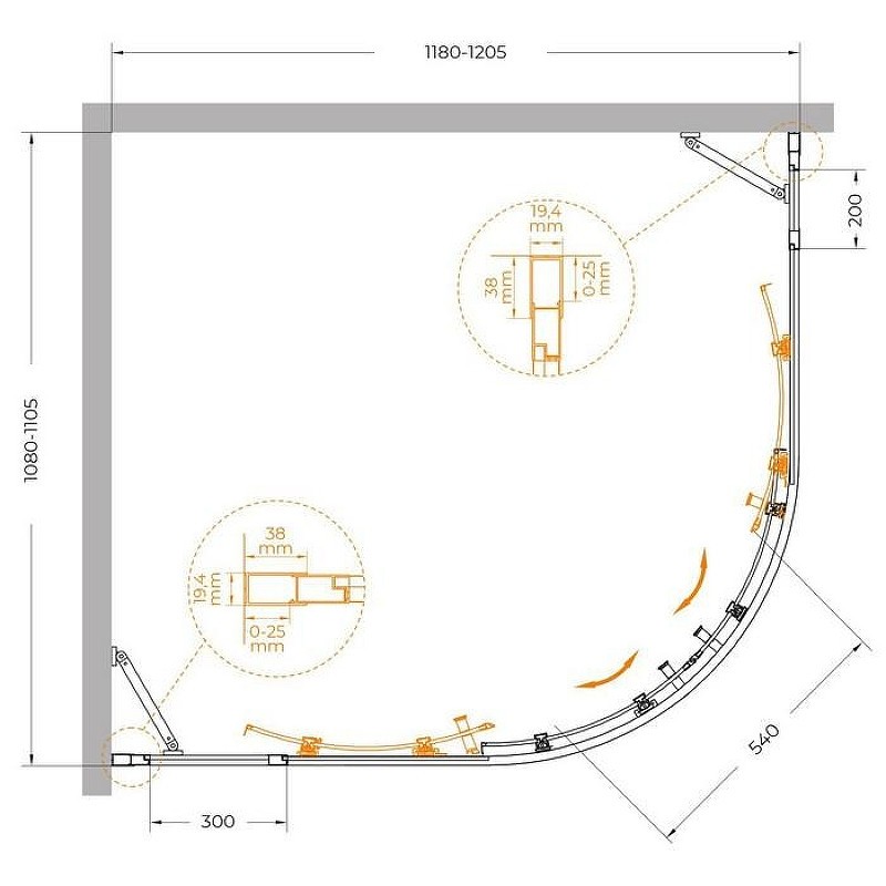 Душевой уголок Cezares Molveno 120x110 MOLVENO-RH-22-120/110-C-GM-IV