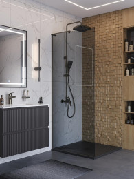 Душевая перегородка BelBagno Uno 90 UNO-L-1-TB-90-GR-GM