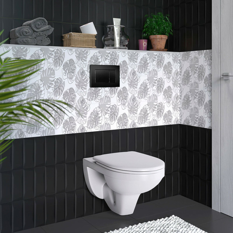 Комплект унитаза Ceramicanova Uno Rimless CN11001 с инсталляцией Berges Atom 410 040332 с сиденьем Микролифт и Черной матовой клавишей смыва