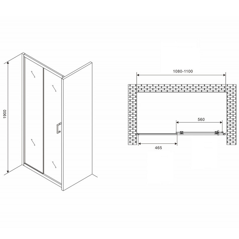 Душевая дверь Abber Schwarzer Diamant 110 AG301105