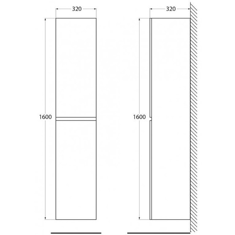 Шкаф пенал BelBagno Albano 32 ALBANO-1600-2A-SC-BL-P подвесной