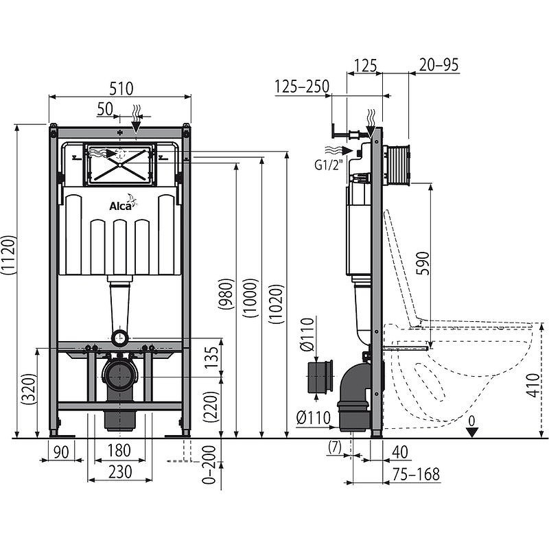 Комплект унитаза BelBagno Uno-Tor BB5177CH-TOR/SC с инсталляцией Alcaplast Sadromodul AM101/1120-3:1 RU M71-0001