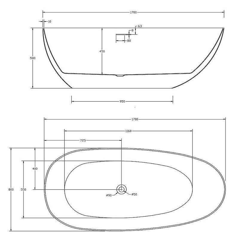 Акриловая ванна Abber AB9211MB 170х80