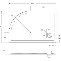 Душевой поддон из искусственного камня BelBagno Uno 120x80 L TRAY-MR-UNO-RH-120/80-550-35-W-L