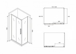 Душевой уголок Abber Schwarzer Diamant 120х70 AG30120BH-S70B профиль Черный стекло прозрачное