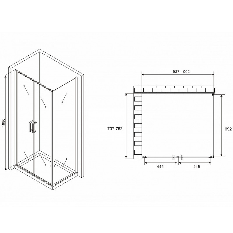 Душевой уголок Abber Sonnenstrand 100x75 AG04100C-S75 профиль Хром стекло прозрачное