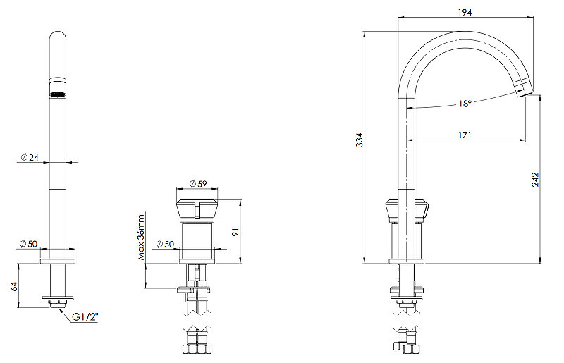 Смеситель для раковины Remer Element ET57LBG цвет Золото брашированное