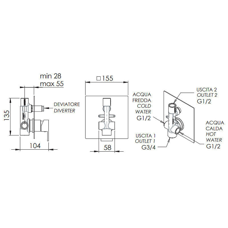 Смеситель для душа Remer Q-Design QD09