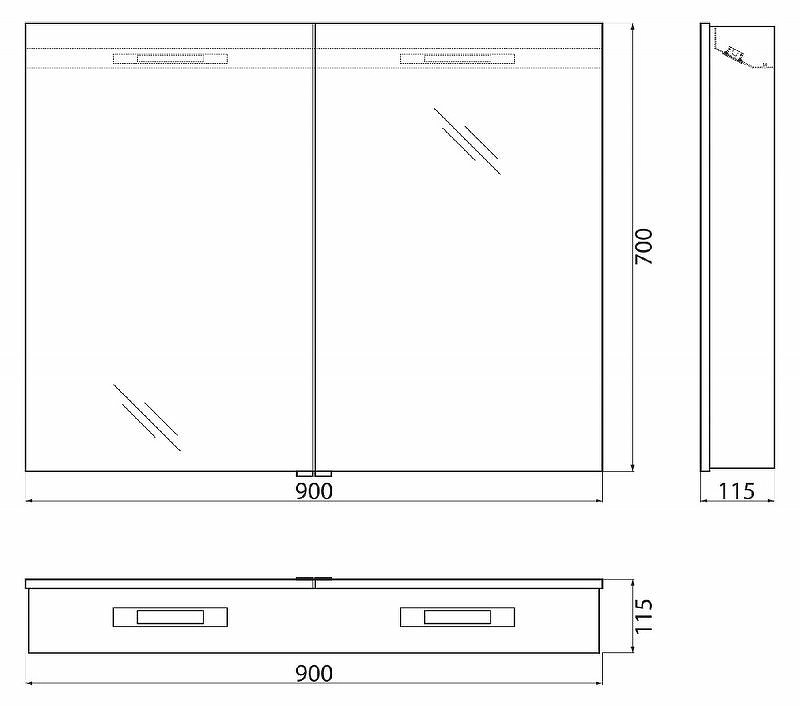 Зеркальный шкаф BelBagno SPC 90 SPC-2A-DL-BL-900 с подсветкой