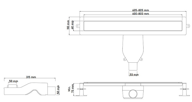 душевой лоток Boheme Premium Linear 60 982-60-BRB