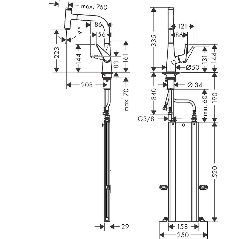 Смеситель для кухни Hansgrohe Talis Select M5115-H220 73852000 Хром