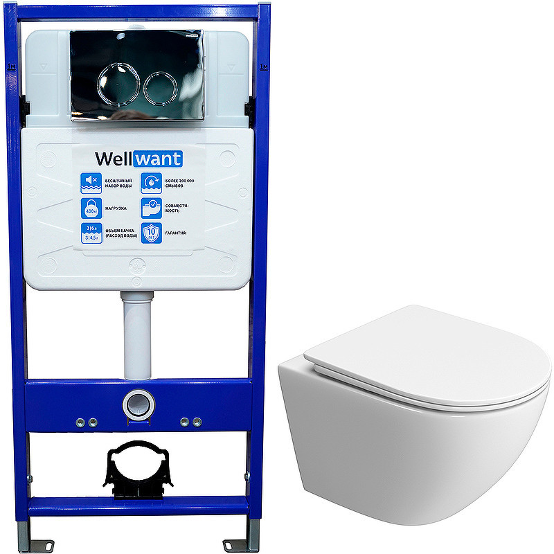 Комплект унитаза BelBagno Uno-Tor BB5177CH-TOR/SC с инсталляцией WellWant Standart 50 WWISI1110B