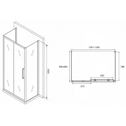 Душевой уголок Abber Schwarzer Diamant 130x85 AG30130MH-S85M-S85M профиль Хром стекло матовое