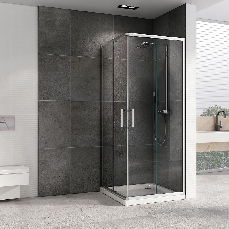 Душевой уголок Abber Schwarzer Diamant 80x80 AG020805 профиль Хром стекло прозрачное