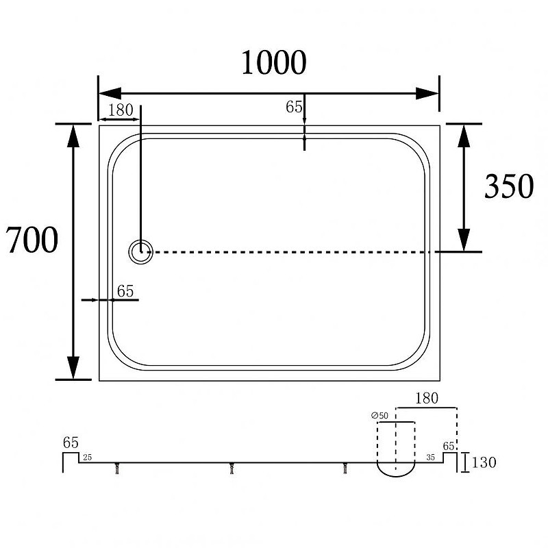 Акриловый поддон для душа Abber 100x70 AD3C107 цвет Белый