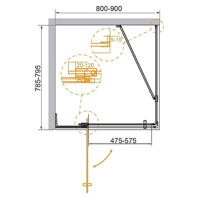 Душевой уголок Cezares Slider 90x80 SLIDER-AH-1-80-80/90-BR-BORO