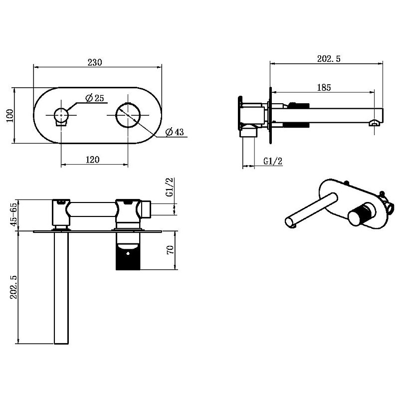 Смеситель для раковины Boheme Stick 125-NB.2