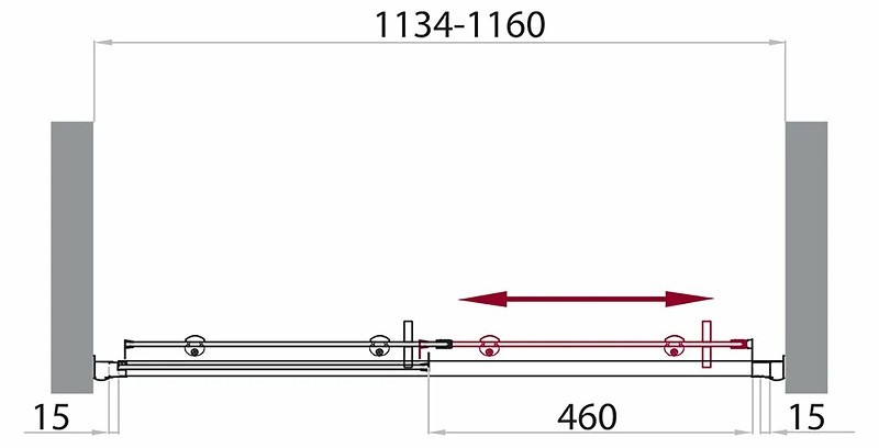 Душевая дверь BelBagno Uno 115 UNO-BF-1-115-C-Cr