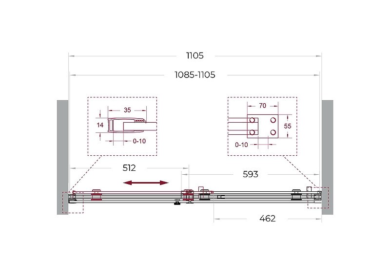 Душевая дверь BelBagno Soft Close-2 110 SOFT_CLOSE-2-BF-1-110-C-GM