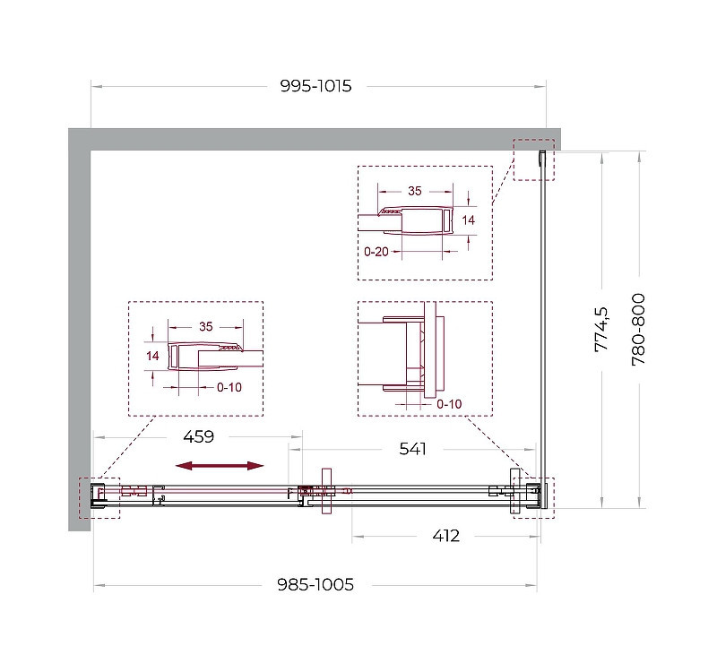 Душевой уголок BelBagno Soft Close-1 100x80 SOFT_CLOSE-1-AH-1-100/80-C-GM