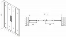 Душевая дверь Abber Schwarzer Diamant 140 AG33140H профиль Хром стекло прозрачное