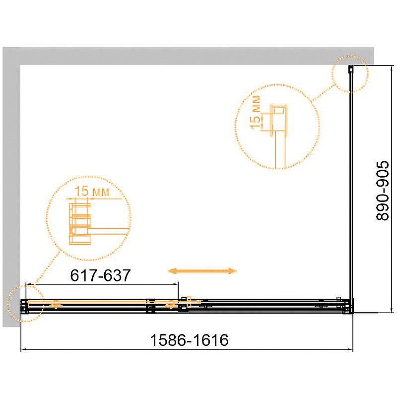 Душевой уголок Cezares Duet Soft-М 160x90 DUET SOFT-M-AH-1-160/90-C-Cr