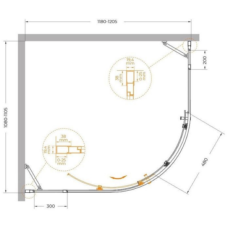 Душевой уголок Cezares Molveno 120x110 MOLVENO-RH-11-120/110-C-GM-IV