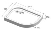 Акриловый поддон для душа BelBagno Tray 120x80x15 TRAY-BB-RH-120/80-550-15-W-L