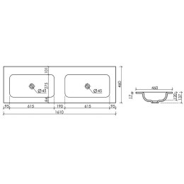 Раковина Ceramicanova Grace 160 CN7023wx двойная Белая