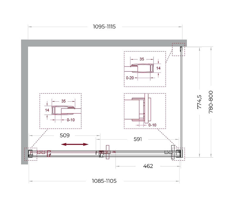 Душевой уголок BelBagno Soft Close-1 110x80 SOFT_CLOSE-1-AH-1-110/80-C-Cr