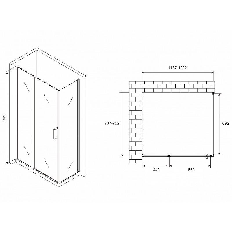 Душевой уголок Abber Sonnenstrand 120x75 AG04120S-S75 профиль Хром стекло прозрачное