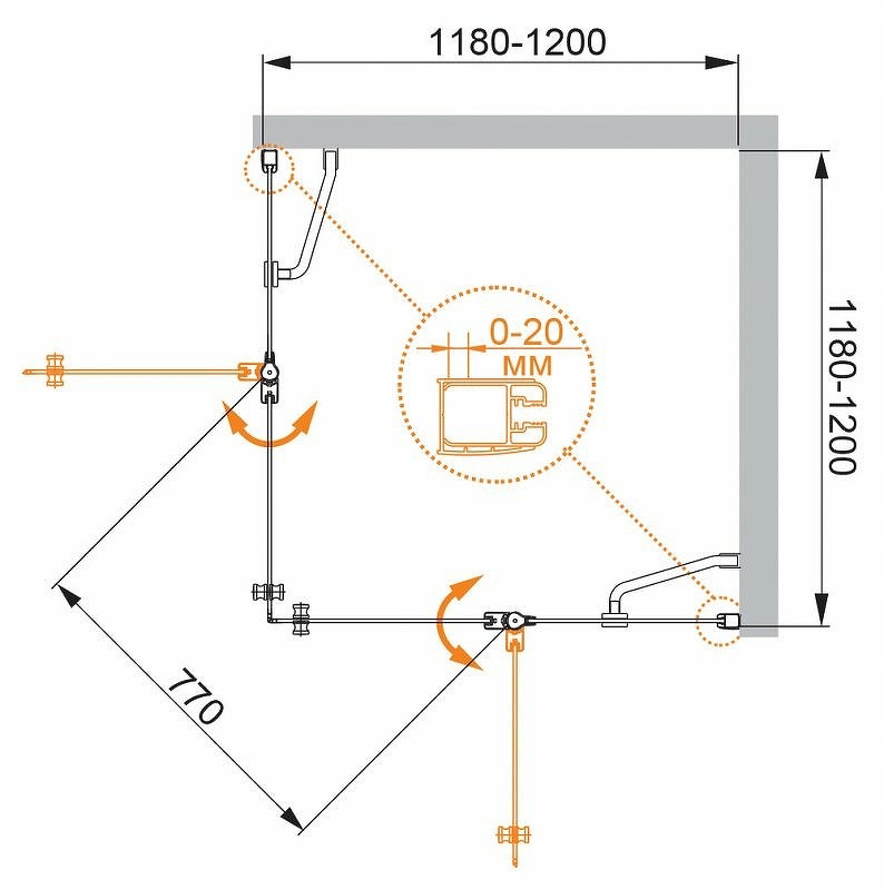 Душевой уголок Cezares Elena 120x120 ELENA-W-A-22-120-C-Cr