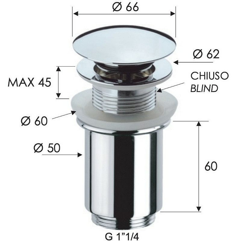 донный клапан Remer 904CC114NPO click-clack Никель матовый брашированный