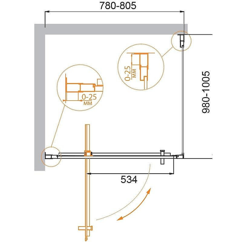 Душевой уголок Cezares Molveno 80x100 MOLVENO-AH-1-80/100-C-Cr-IV